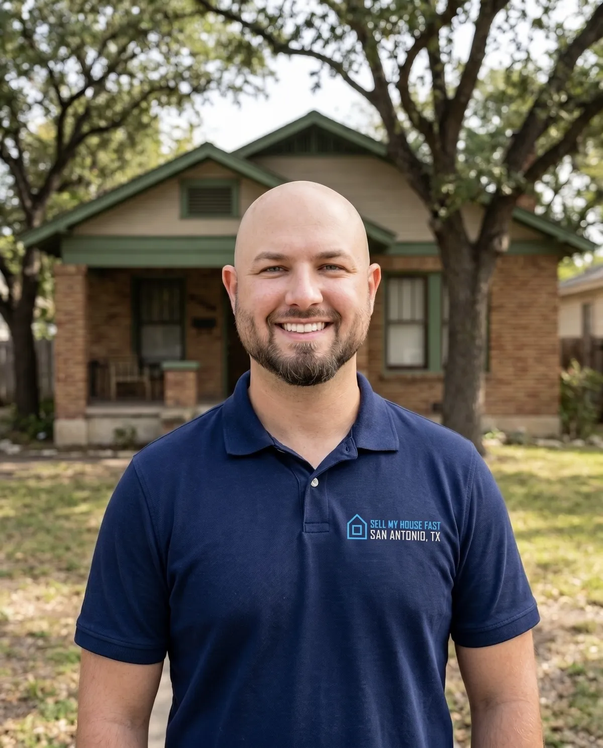 Daniel Cabrera, San Antonio cash home buyer, in front of a house we purchased
