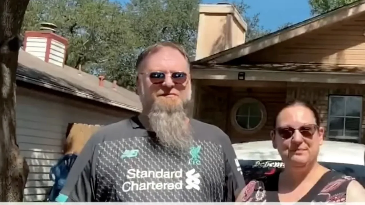 The Lambert Family in front of their San Antonio hoarder home — sold as-is to cash buyer
